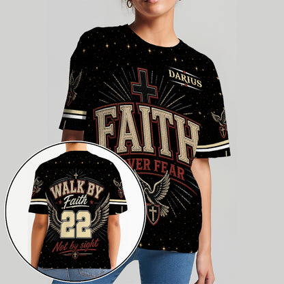 Personalized Christian Faith Over Fear Walk By Faith Not By Sight 3D All Over Print T-Shirt And Hoodie