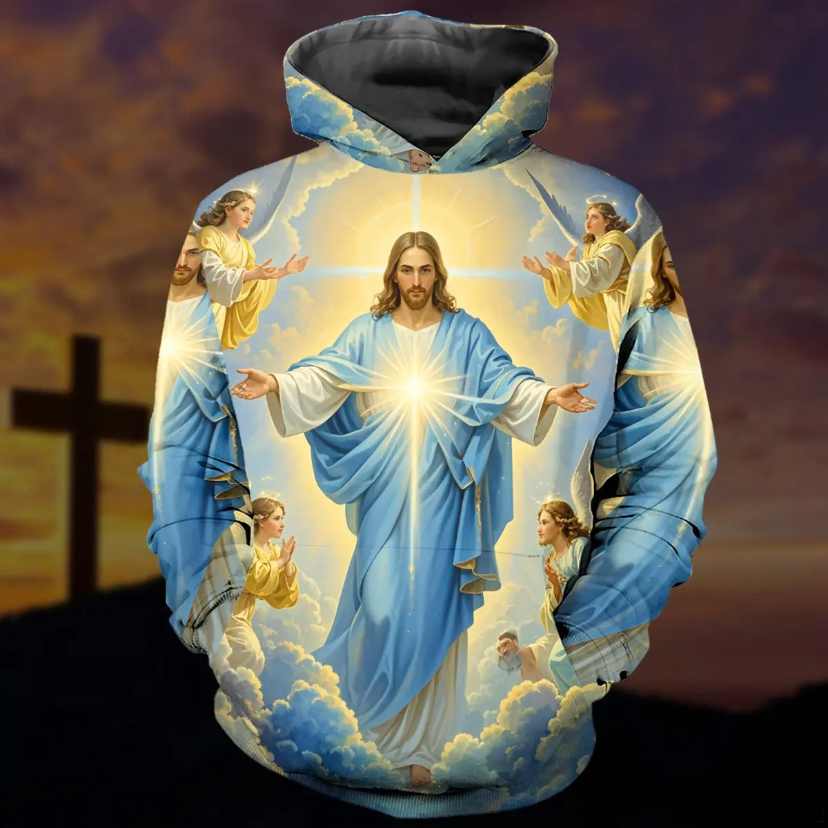 Christian Hoodie, Jesus Christ Hoodie, Jesus And Angels 3D All Over Print T-Shirt And Hoodie