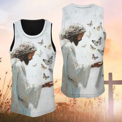 Christian Hoodie, Jesus Christ With Butterfly 3D All Over Print T-Shirt And Hoodie