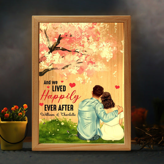 Couples Love, And We Lived Happily Ever After - Personalized Anniversary Couple Gifts Frame Light Box