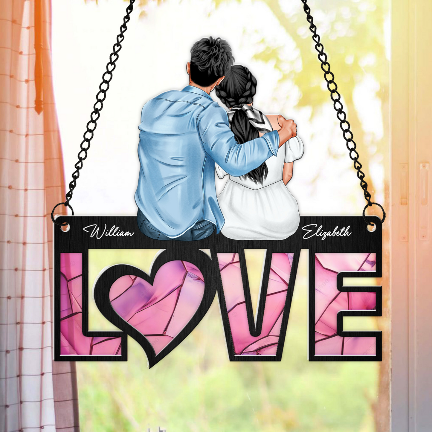 Couples Love, Gift For Couple - Personalized Window Hanging Suncatcher Ornament