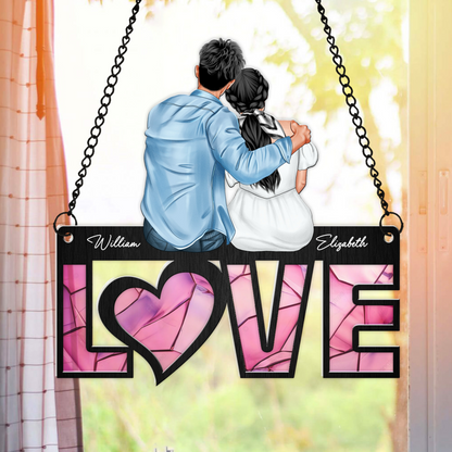 Couples Love, Gift For Couple - Personalized Window Hanging Suncatcher Ornament