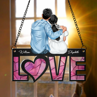 Couples Love, Gift For Couple - Personalized Window Hanging Suncatcher Ornament