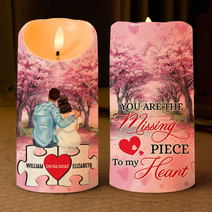 Couples Love, You Are The Missing Piece To My Heart - Personalized Valentine’s Day Led Candle