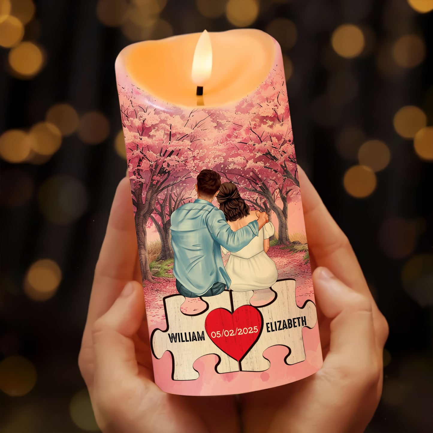 Couples Love, You Are The Missing Piece To My Heart - Personalized Valentine’s Day Led Candle