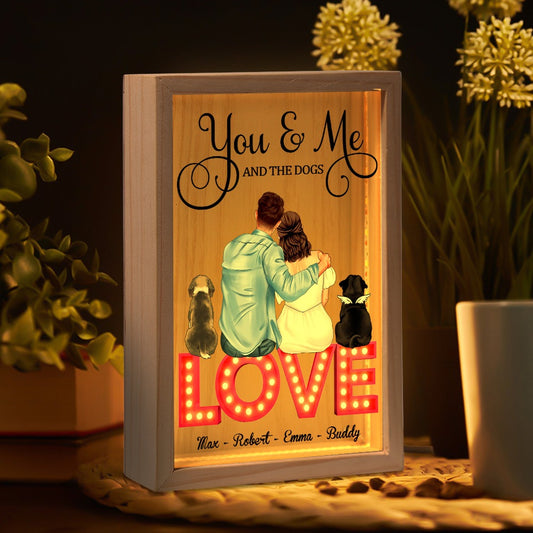 Couples Love, You Me And The Dogs - Personalized Valentine’s Day Frame Light Box