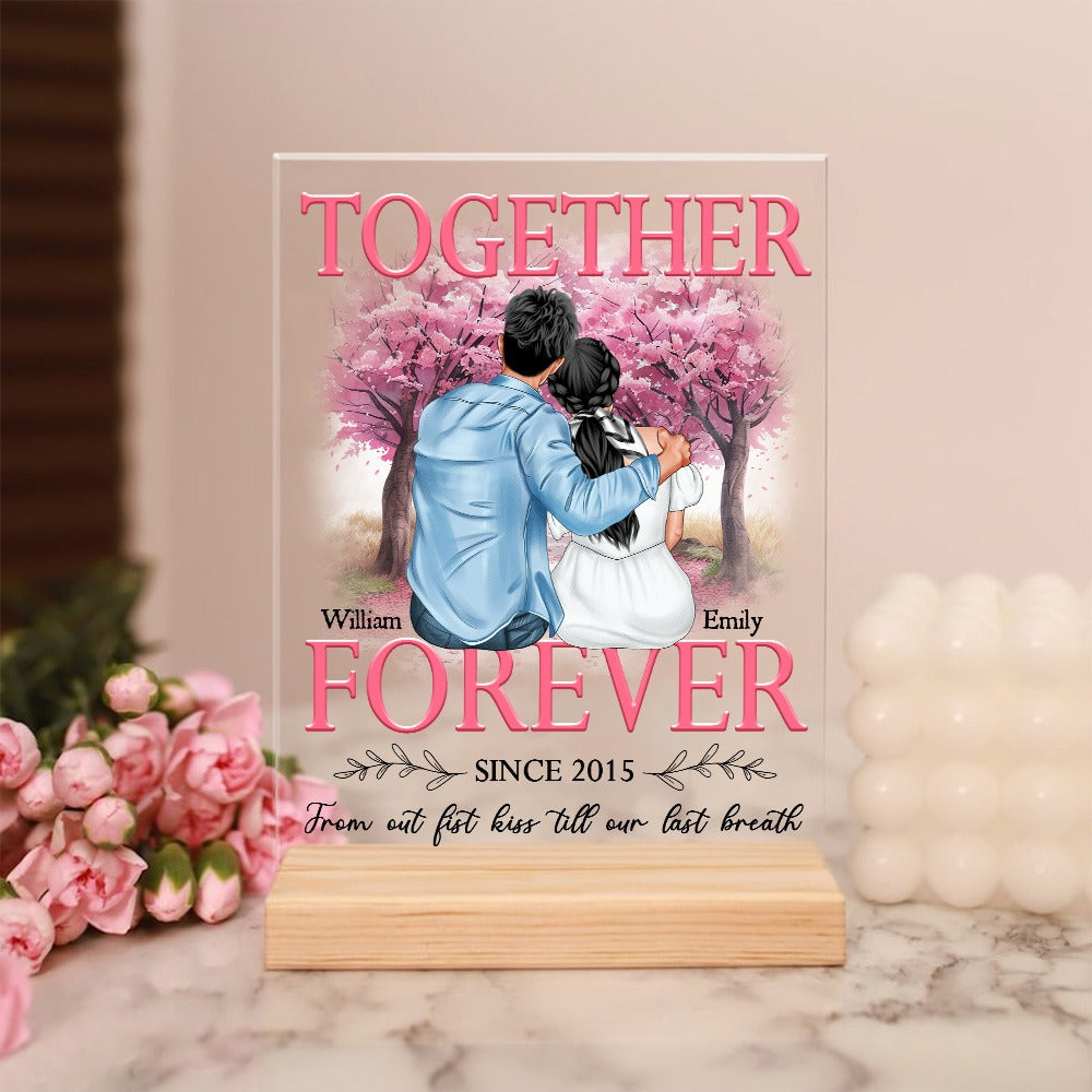 Couples Romantic, Together Forever From Our First Kiss - Personalized Couple Acrylic Plaque