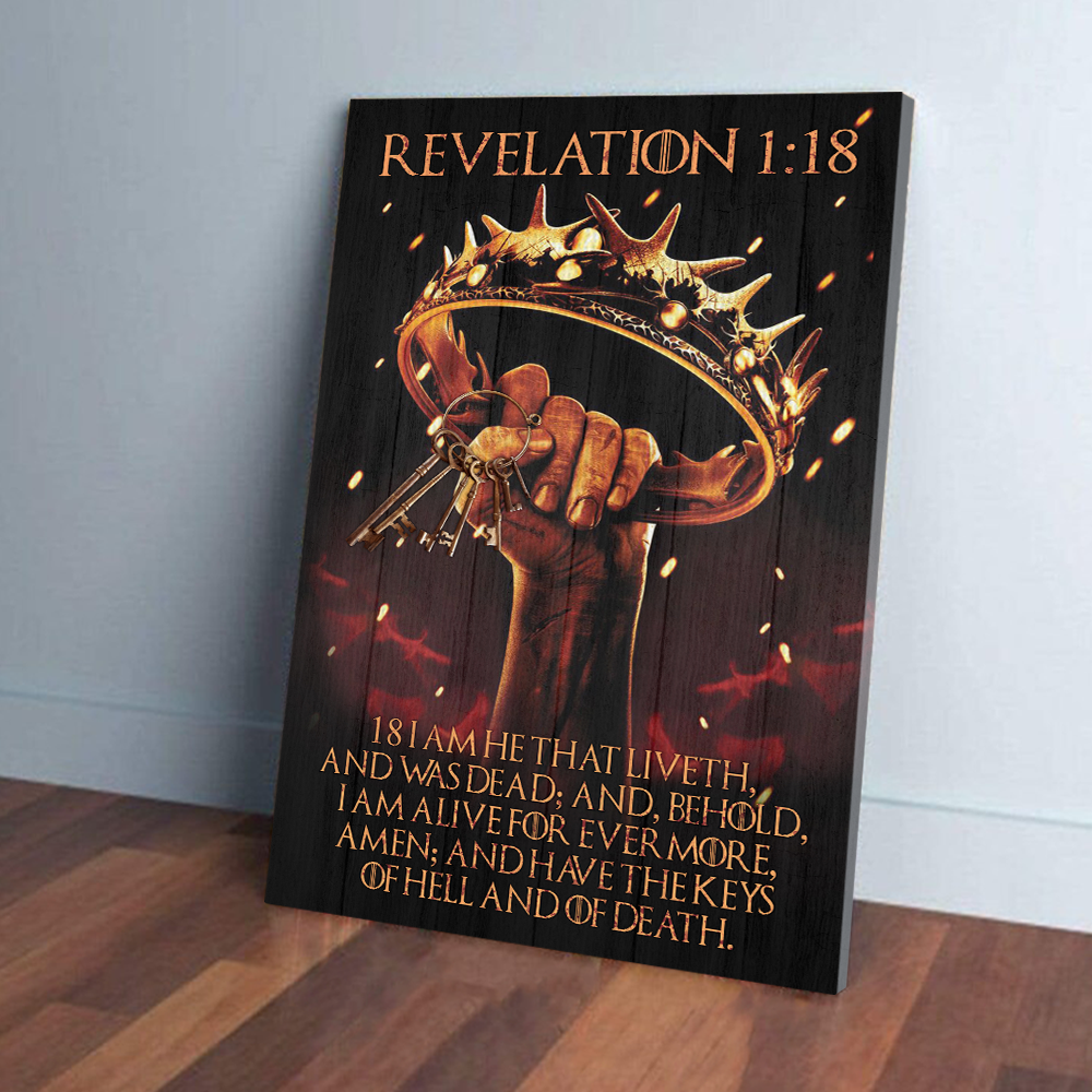 Crown Of Thorns And Keys Scripture Revelation 1:18 I Am He That Liveth Christian Poster Canvas