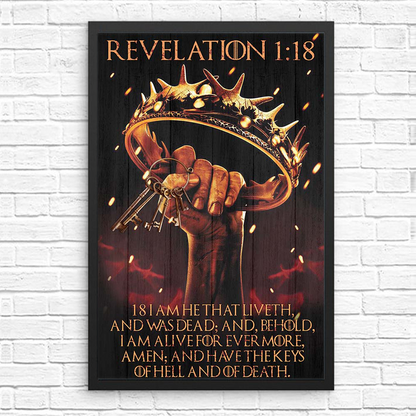 Crown Of Thorns And Keys Scripture Revelation 1:18 I Am He That Liveth Christian Poster Canvas