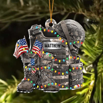 Custom Acrylic Christmas Ornament for US Veterans - Personalized Military Christmas Acrylic Ornament