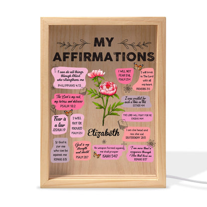 Custom Birth Flower, Bible Verse Affirmation I Can Do All Things Through Christ - Personalized Christian Frame Light Box