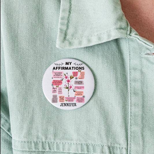 Custom Birth Month Flower Bible Verse Affirmation - Personalized Christian Gift Buttons