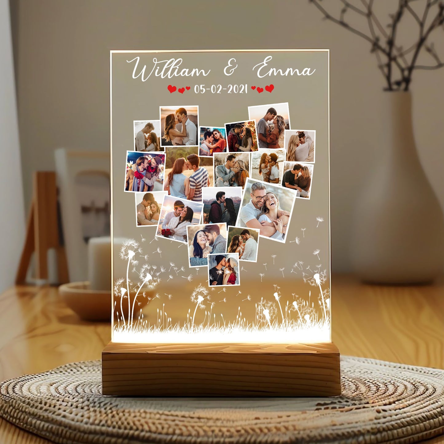 Custom Couple Photo, Anniversary Gift For Couple - Personalized Photo Acrylic Plaque LED Light Night