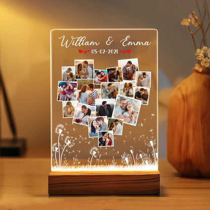 Custom Couple Photo, Anniversary Gift For Couple - Personalized Photo Acrylic Plaque LED Light Night