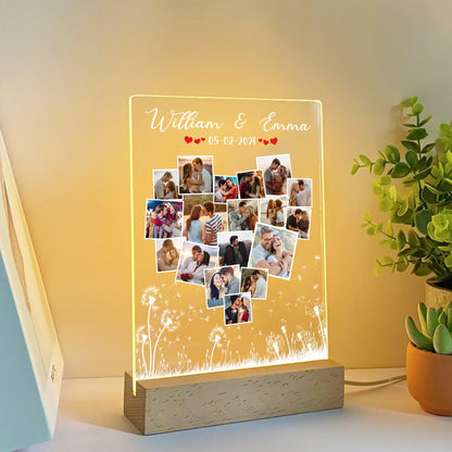 Custom Couple Photo, Anniversary Gift For Couple - Personalized Photo Acrylic Plaque LED Light Night