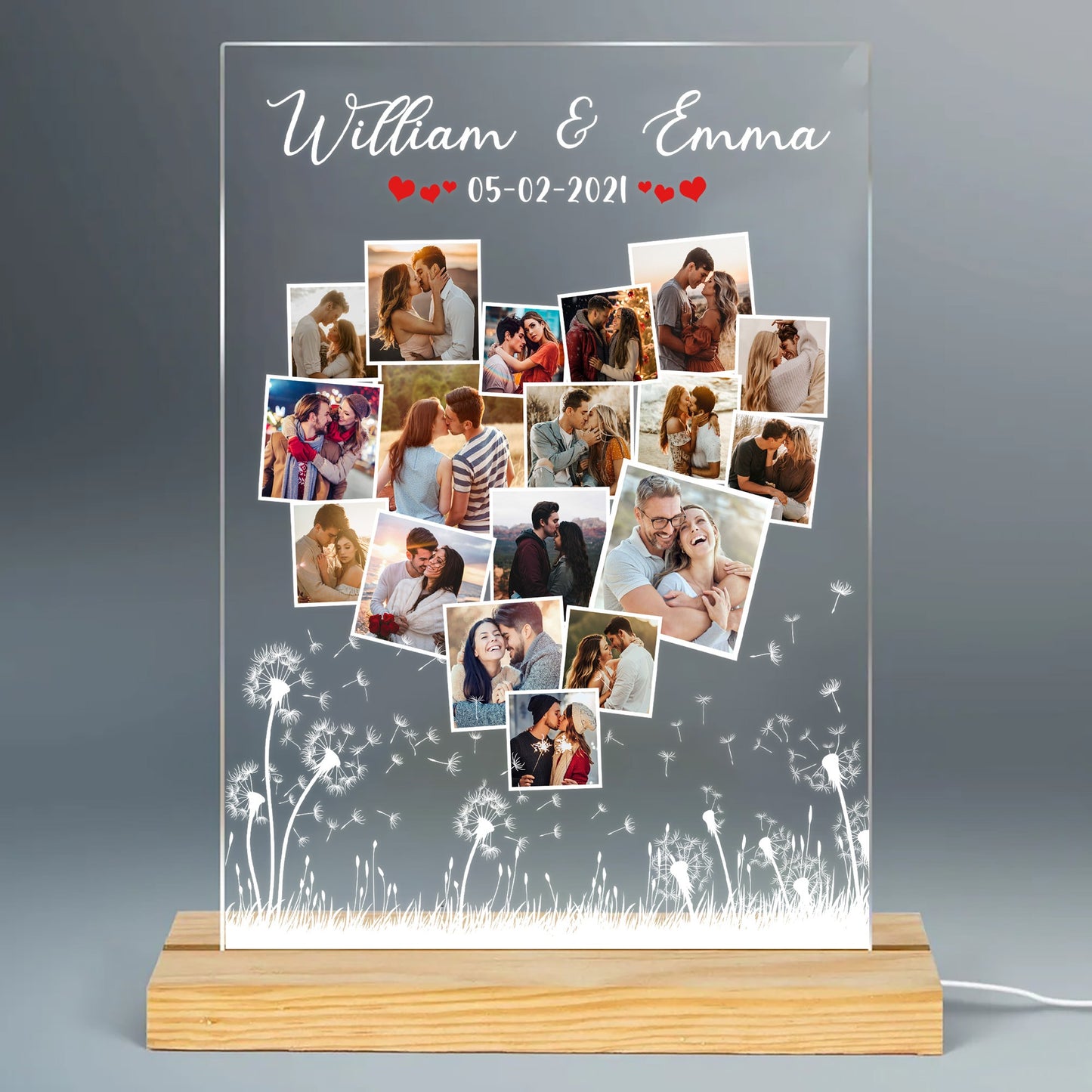 Custom Couple Photo, Anniversary Gift For Couple - Personalized Photo Acrylic Plaque LED Light Night