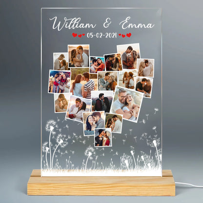 Custom Couple Photo, Anniversary Gift For Couple - Personalized Photo Acrylic Plaque LED Light Night