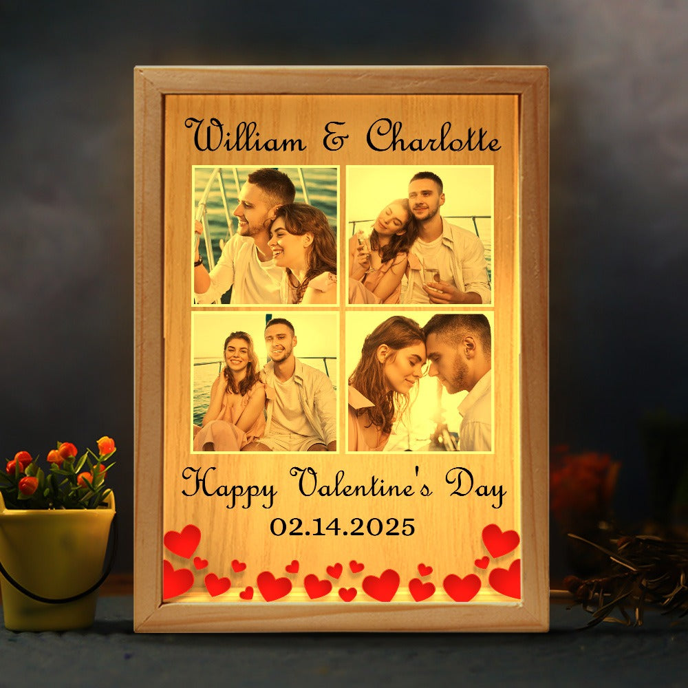 Custom Couple Photo, Anniversary Gift For Couple - Personalized Valentine’s Day Frame Light Box