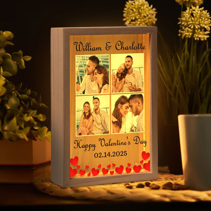 Custom Couple Photo, Anniversary Gift For Couple - Personalized Valentine’s Day Frame Light Box