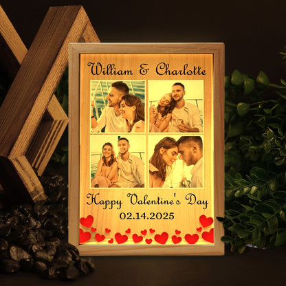 Custom Couple Photo, Anniversary Gift For Couple - Personalized Valentine’s Day Frame Light Box