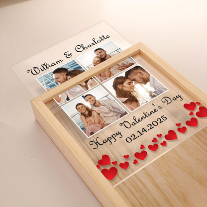 Custom Couple Photo, Anniversary Gift For Couple - Personalized Valentine’s Day Frame Light Box