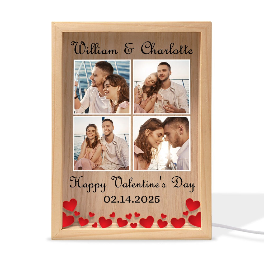 Custom Couple Photo, Anniversary Gift For Couple - Personalized Valentine’s Day Frame Light Box