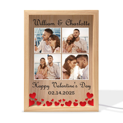 Custom Couple Photo, Anniversary Gift For Couple - Personalized Valentine’s Day Frame Light Box