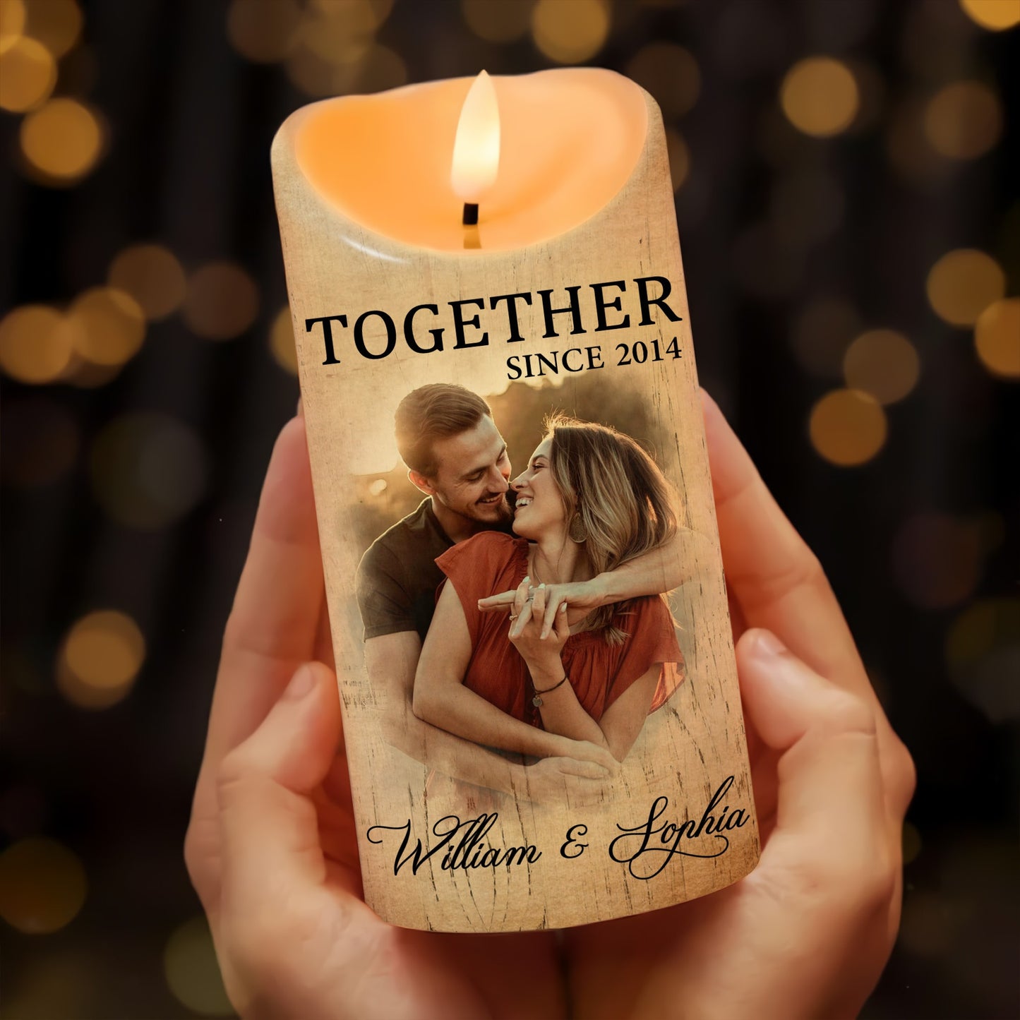 Custom Couple Photo, My Favorite Place In All The World Is Next To You - Personalized Photo Led Candle