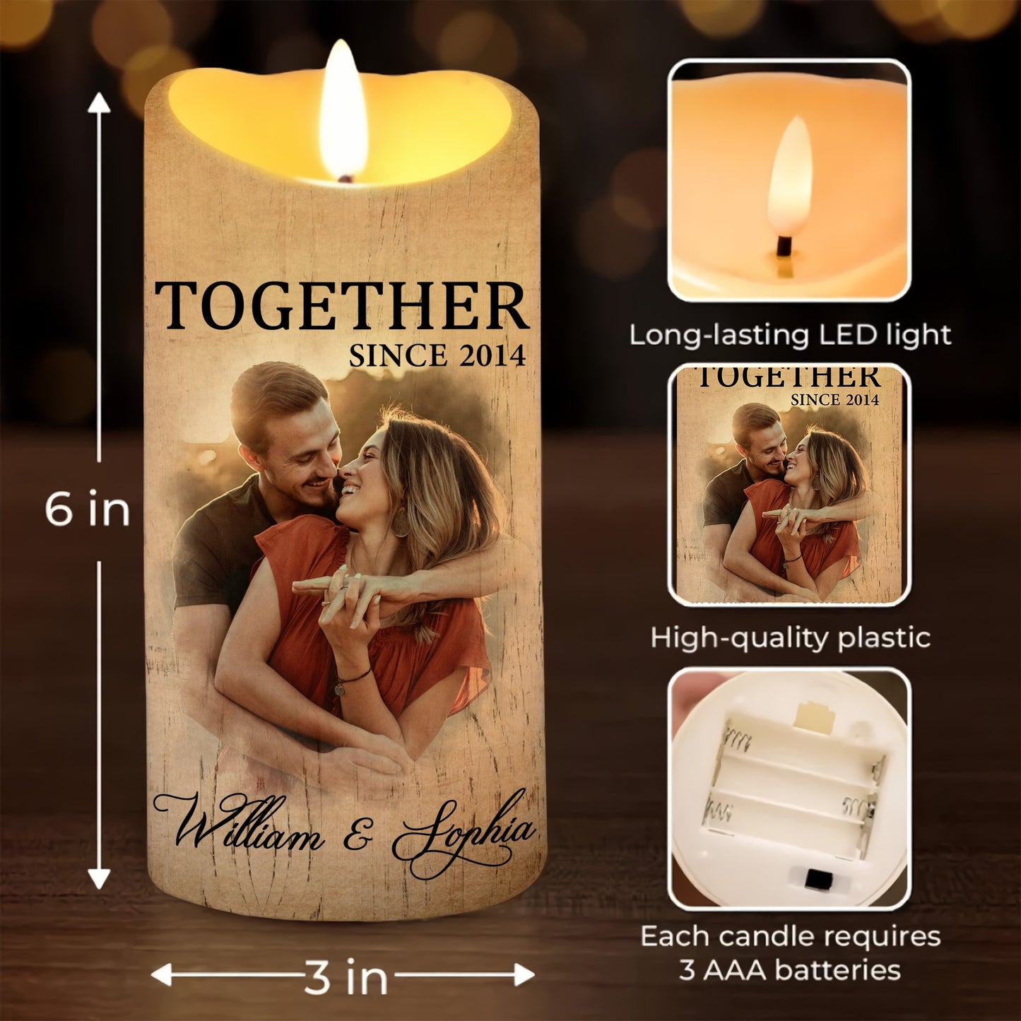 Custom Couple Photo, My Favorite Place In All The World Is Next To You - Personalized Photo Led Candle