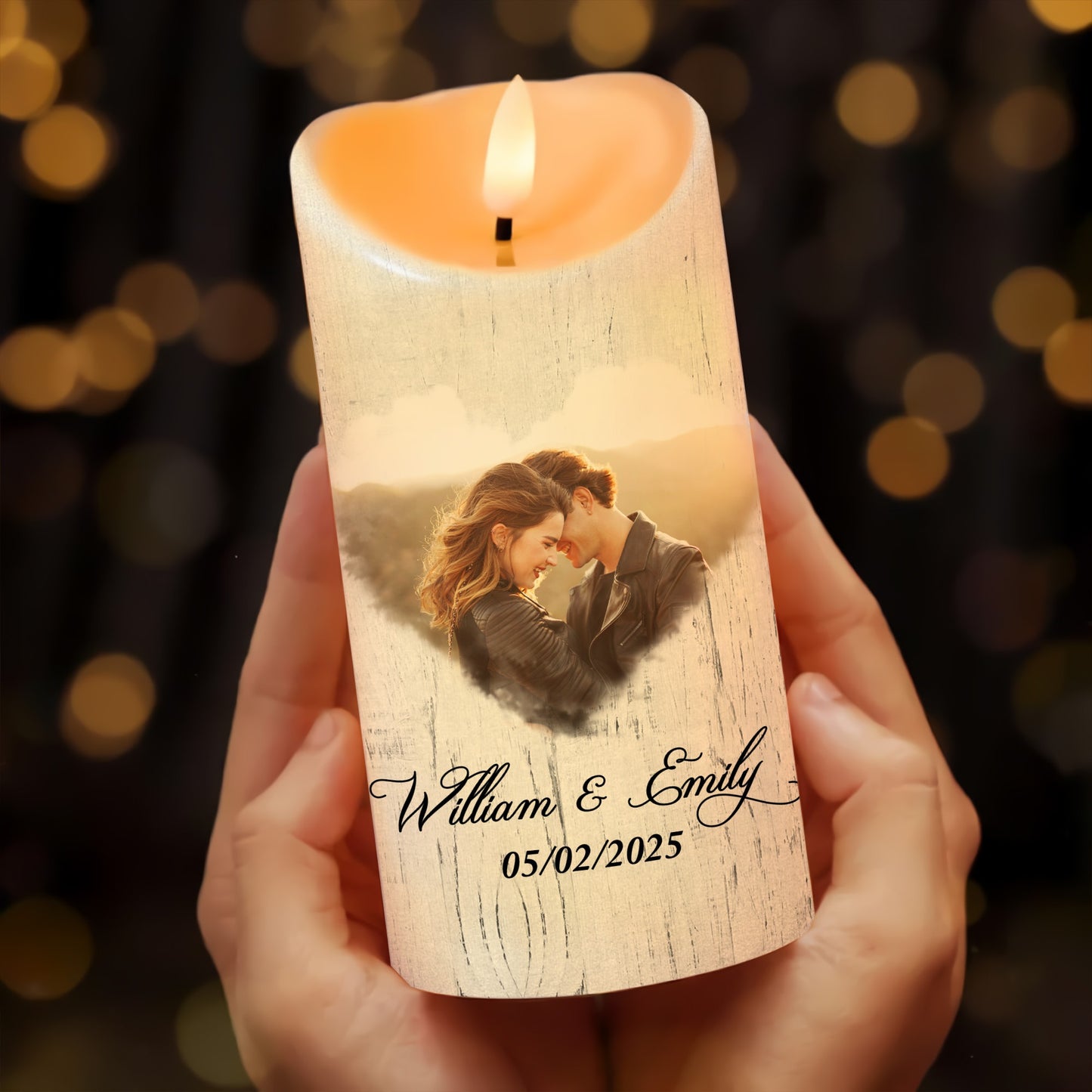 Custom Couple Photo, To My Husband I Wish I Could Turn Back The Clock - Personalized Valentine's Day Led Candle