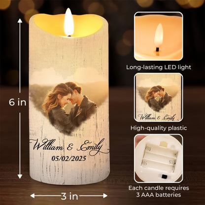 Custom Couple Photo, To My Husband I Wish I Could Turn Back The Clock - Personalized Valentine's Day Led Candle