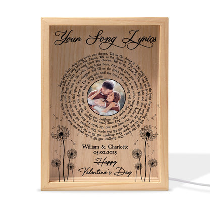 Custom Couple Photo, Vinyl Record Song With Lyrics - Personalized Anniversary Gift For Couples Frame Light Box