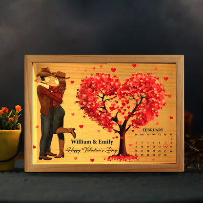 Custom Cowboy Couple, Anniversary Gift For Couple - Personalized Valentine’s Day Frame Light Box