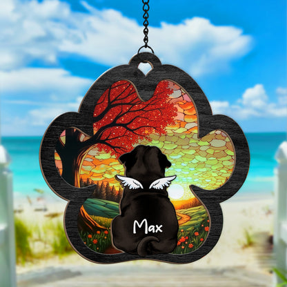 Custom Dog Memorial Suncatcher - Personalized Dog Loss Sympathy Gift Hanging Suncatcher Ornament