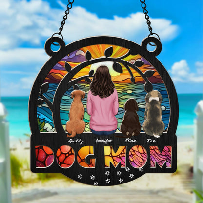 Custom Dog Mom Suncatcher - Personalized Window Hanging Suncatcher Ornament