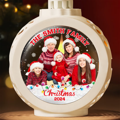 Custom Family Photo Christmas, Personalized Family Christmas Candlelight Lantern Ornament