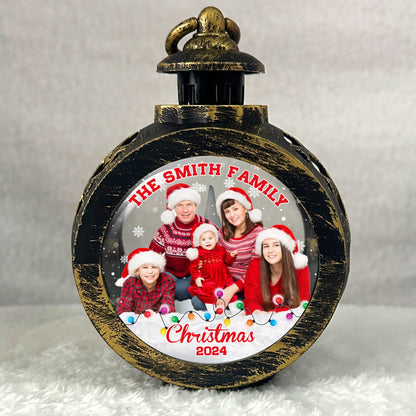 Custom Family Photo Christmas, Personalized Family Christmas Candlelight Lantern Ornament