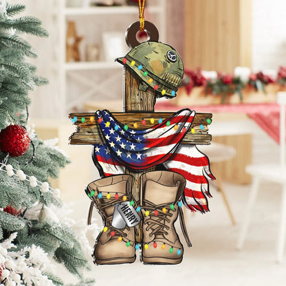 Custom Military Christmas Ornament - Personalized American Veteran Acrylic Ornament