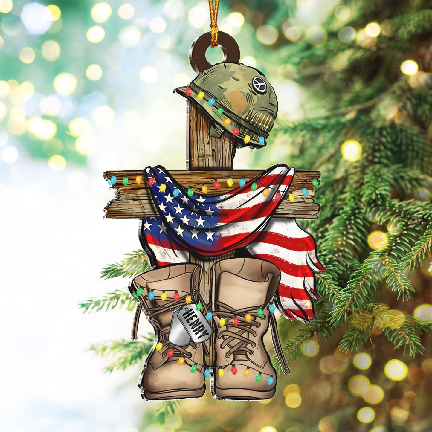 Custom Military Christmas Ornament - Personalized American Veteran Acrylic Ornament