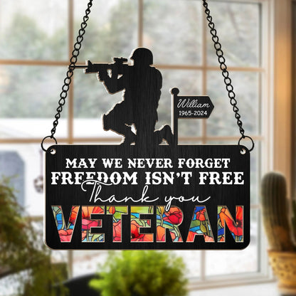 Custom Military Ornament, Memorial Ornament for Veterans-Personalized Veteran Tribute Hanging Suncatcher Ornament