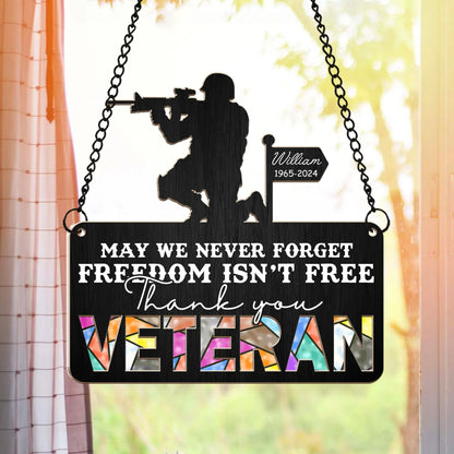 Custom Military Ornament, Memorial Ornament for Veterans-Personalized Veteran Tribute Hanging Suncatcher Ornament