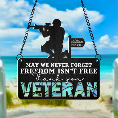 Custom Military Ornament, Memorial Ornament for Veterans-Personalized Veteran Tribute Hanging Suncatcher Ornament