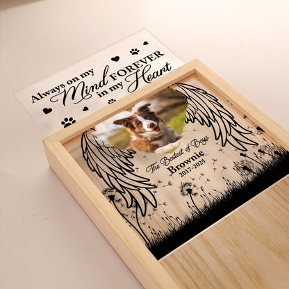 Custom Pet Photo Memorial, Always On My Mind Forever In My Heart - Personalized Memorial Frame Light Box