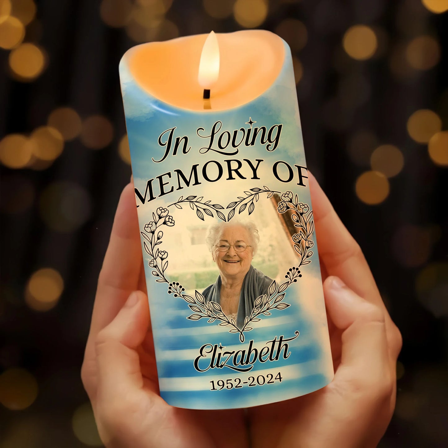 Custom Photo As I sit in Heaven, Sympathy Gift for Loss of Loved Ones - Personalized Memorial Led Candle