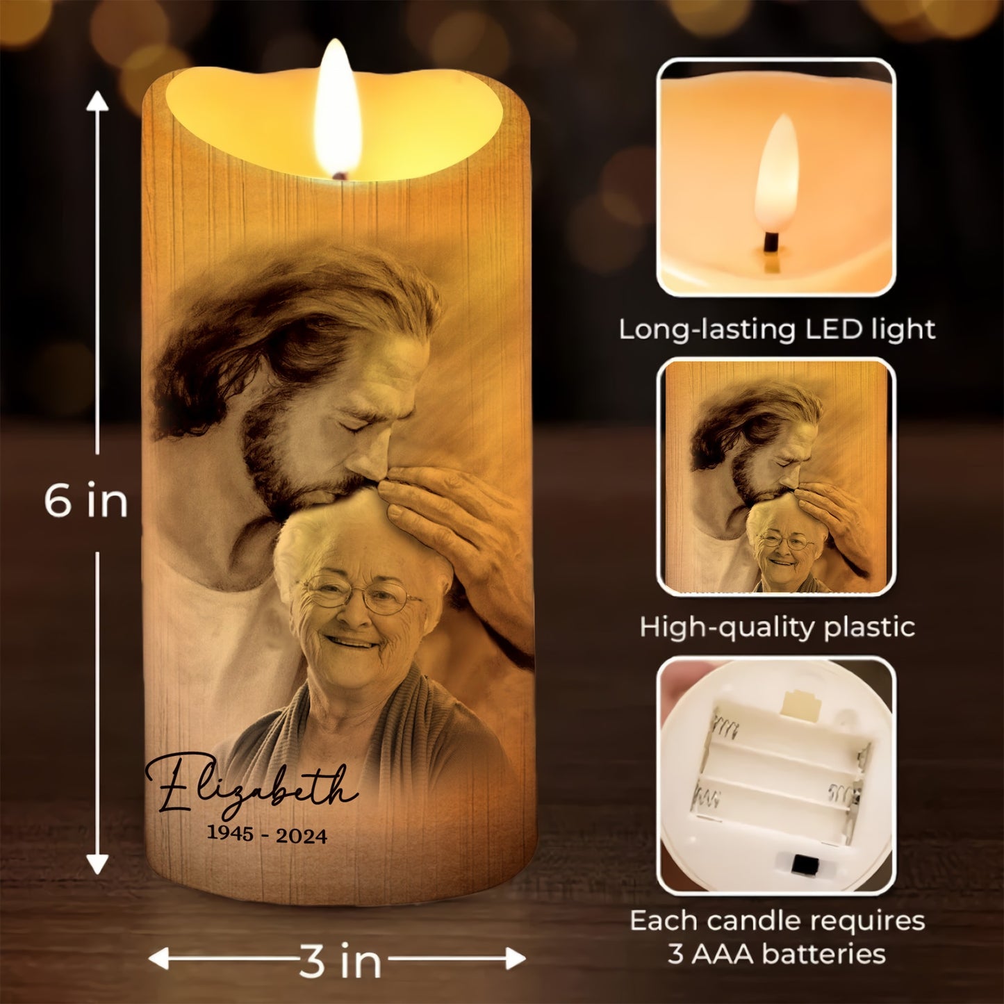 Custom Photo God Saw You Getting Tired Safe In Hand Of God - Personalized Memorial LED Candle