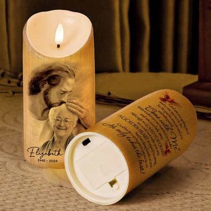 Custom Photo God Saw You Getting Tired Safe In Hand Of God - Personalized Memorial LED Candle