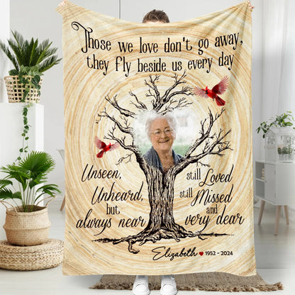 Custom Photo Memorial Blanket, Those We Love Don't Go Away - Personalized Memorial Blanket