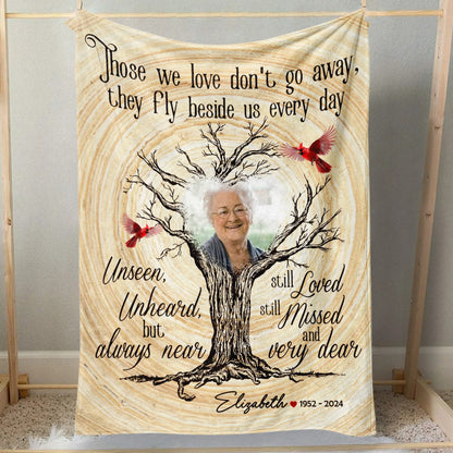 Custom Photo Memorial Blanket, Those We Love Don't Go Away - Personalized Memorial Blanket