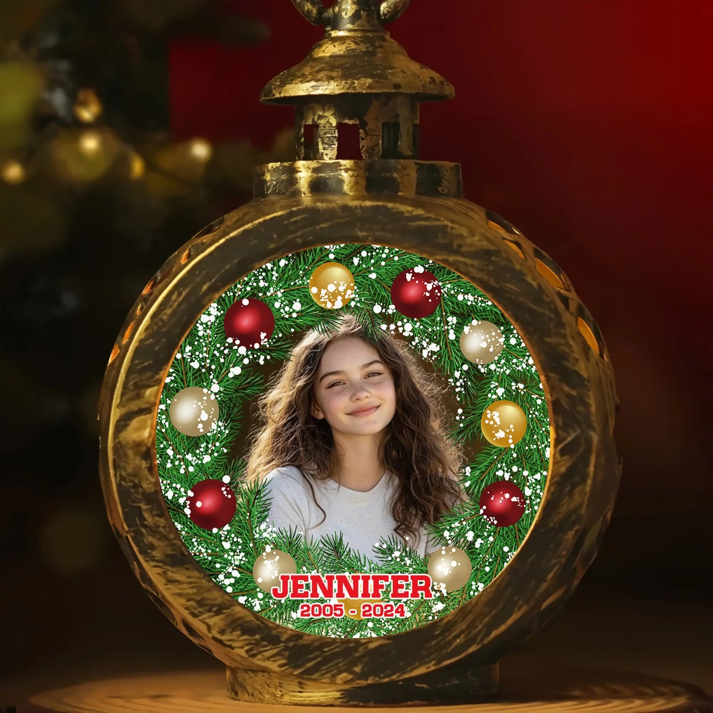 Custom Photo Memorial Gift, Personalized Memorial Candlelight Lantern Ornament