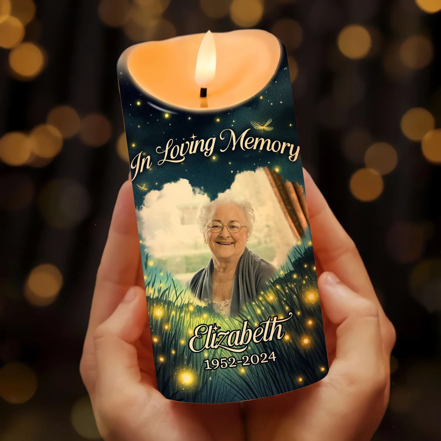 Custom Photo Memorial Goodbyes Are Not Forever - Personalized Memorial Led Candle